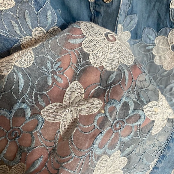 Bianca Maria Caselli Shirt Blouse Floral Lace Size XXL - Picture 3 of 9